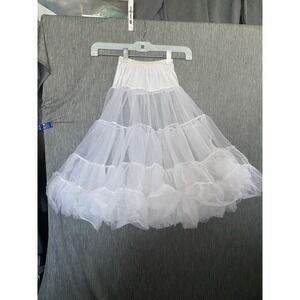 IC Collections Girls White Tiered Crinoline Petticoat Underskirt Size 7 Made USA
